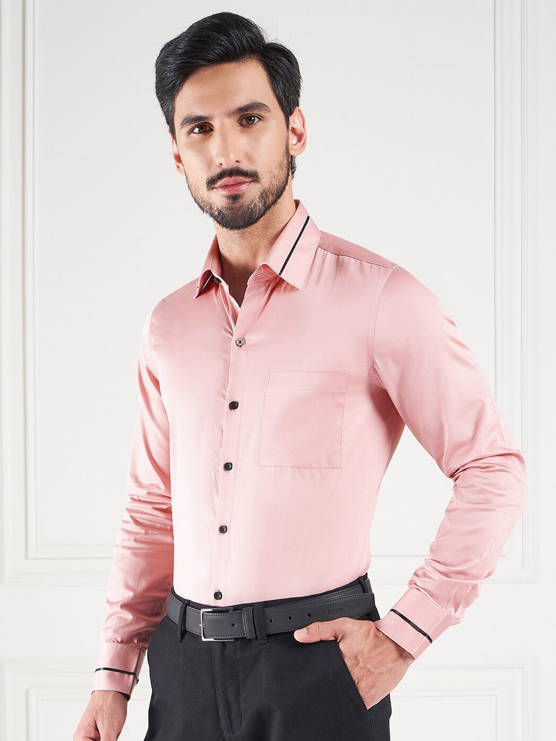 

LOUIS STITCH Comfort Spread Collar Long Sleeves Cotton Formal Shirt, Pink