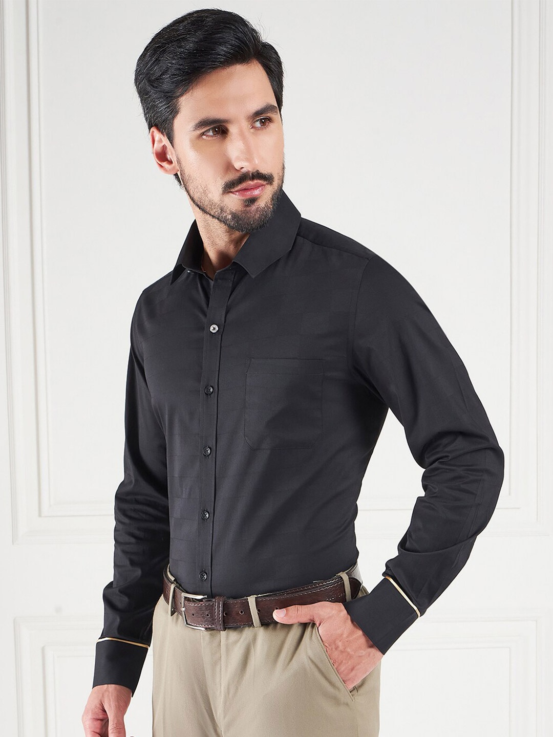 

LOUIS STITCH Comfort Cotton Formal Shirt, Black