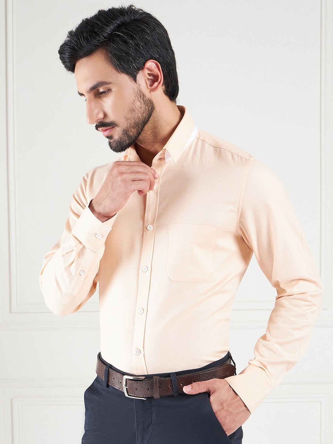 

LOUIS STITCH Cotton Comfort Opaque Formal Shirt, Orange