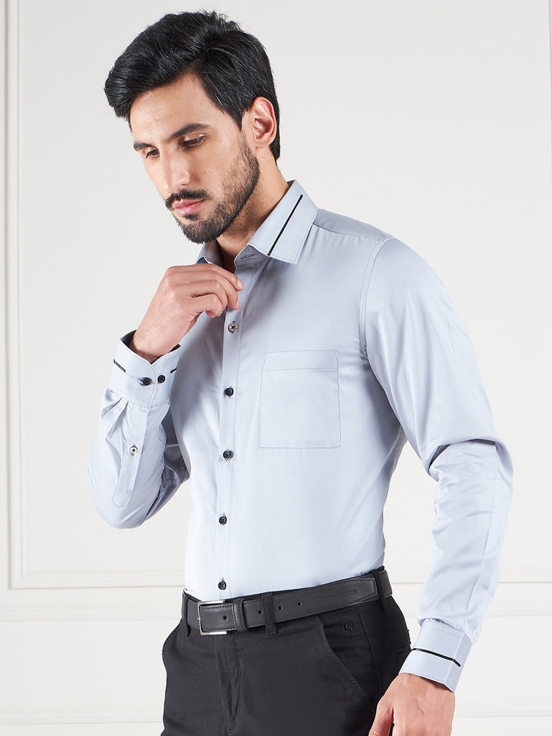 LOUIS STITCH Comfort Cotton Formal Shirt, Grey