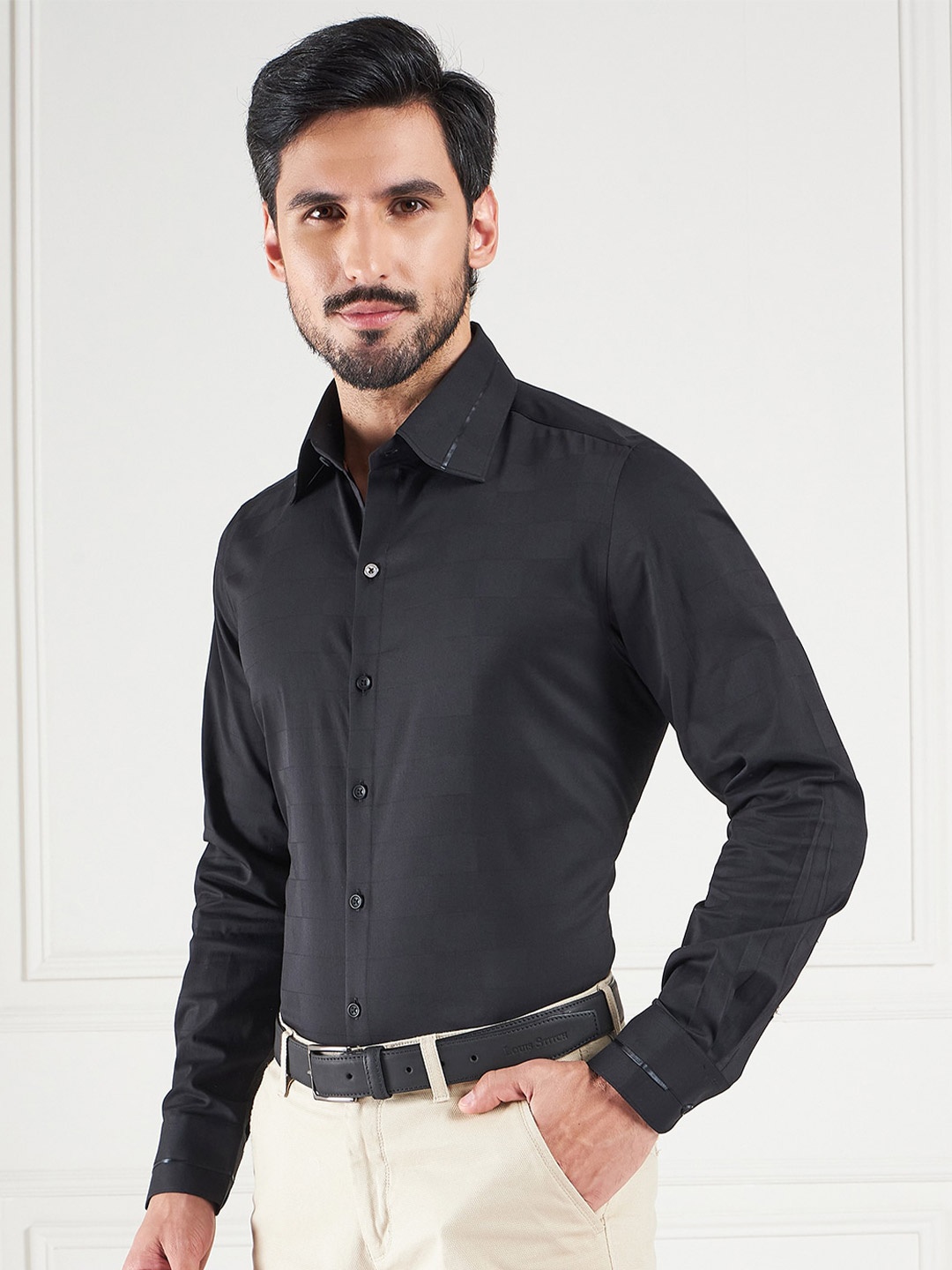 

LOUIS STITCH Comfort Cotton Formal Shirt, Black