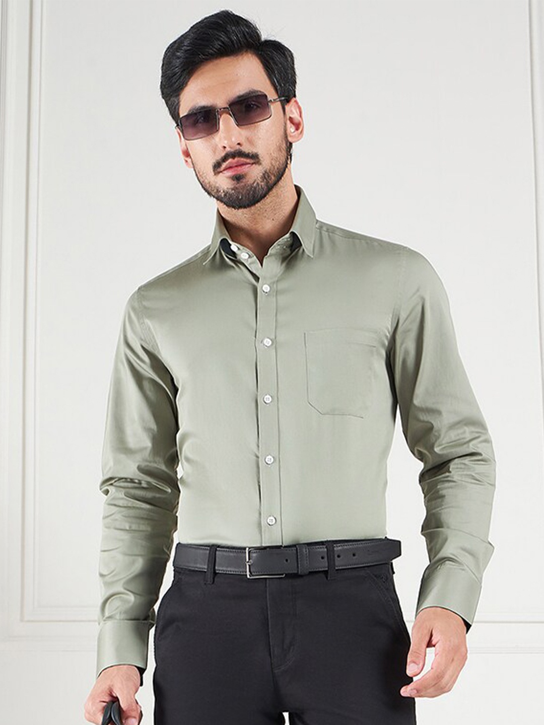 

LOUIS STITCH Comfort Cotton Formal Shirt, Green