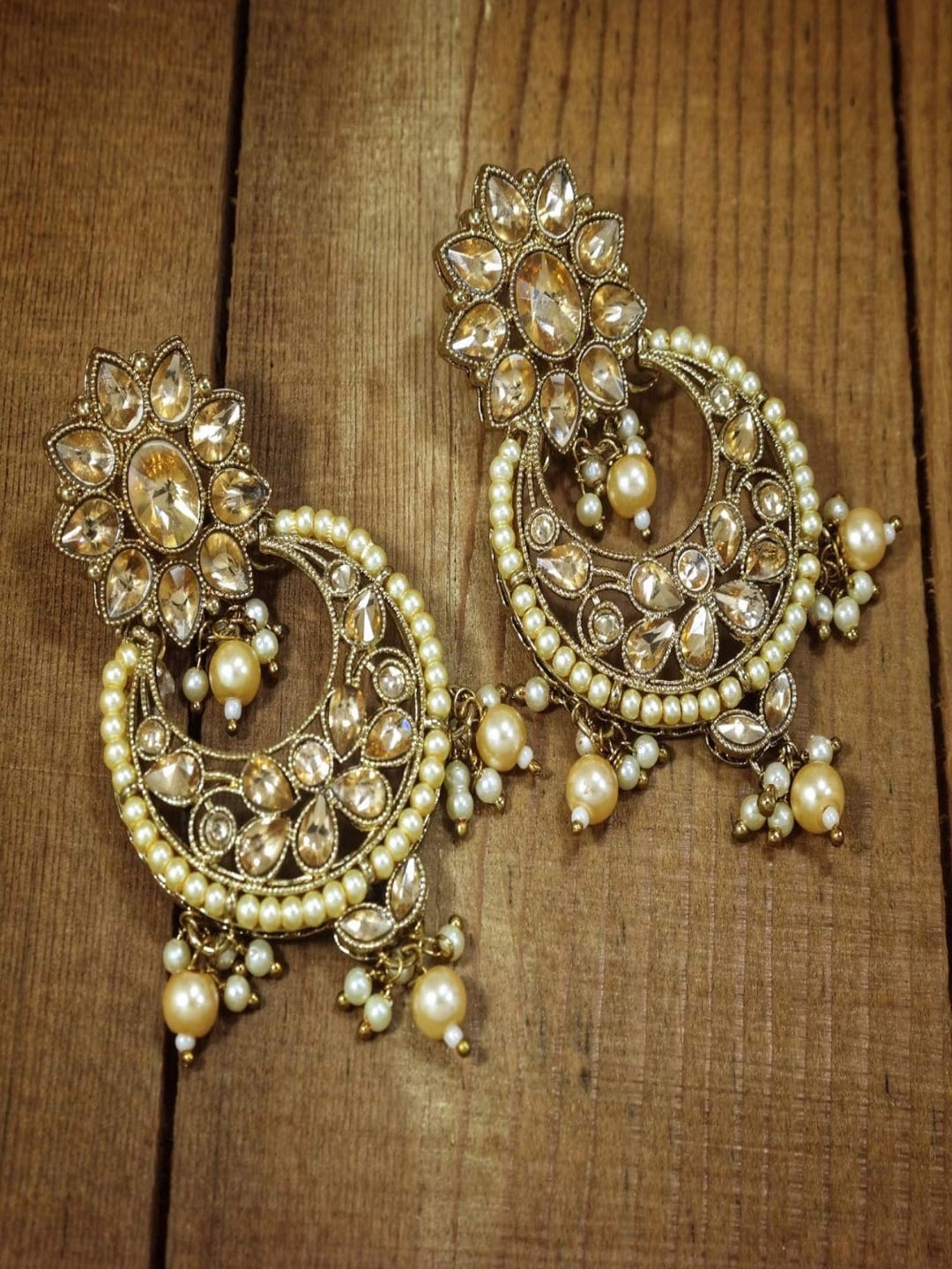 

I Jewels Gold-Plated Contemporary Chandbalis Earrings