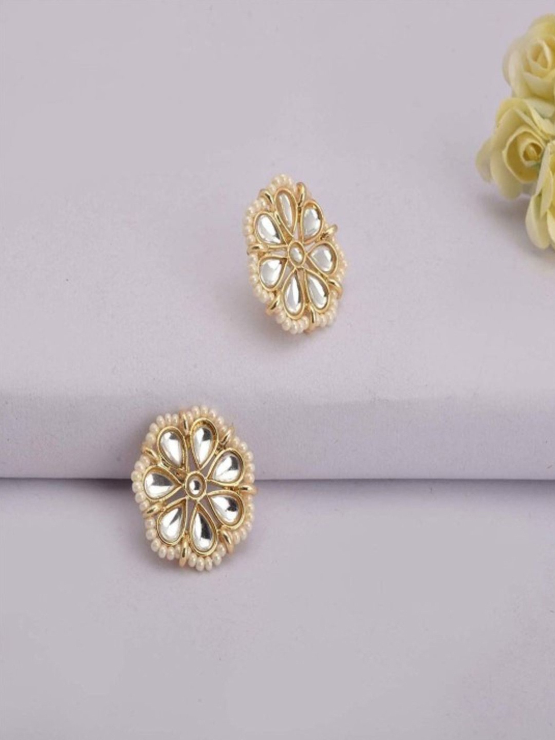 

I Jewels Gold-Plated Contemporary Studs Earrings