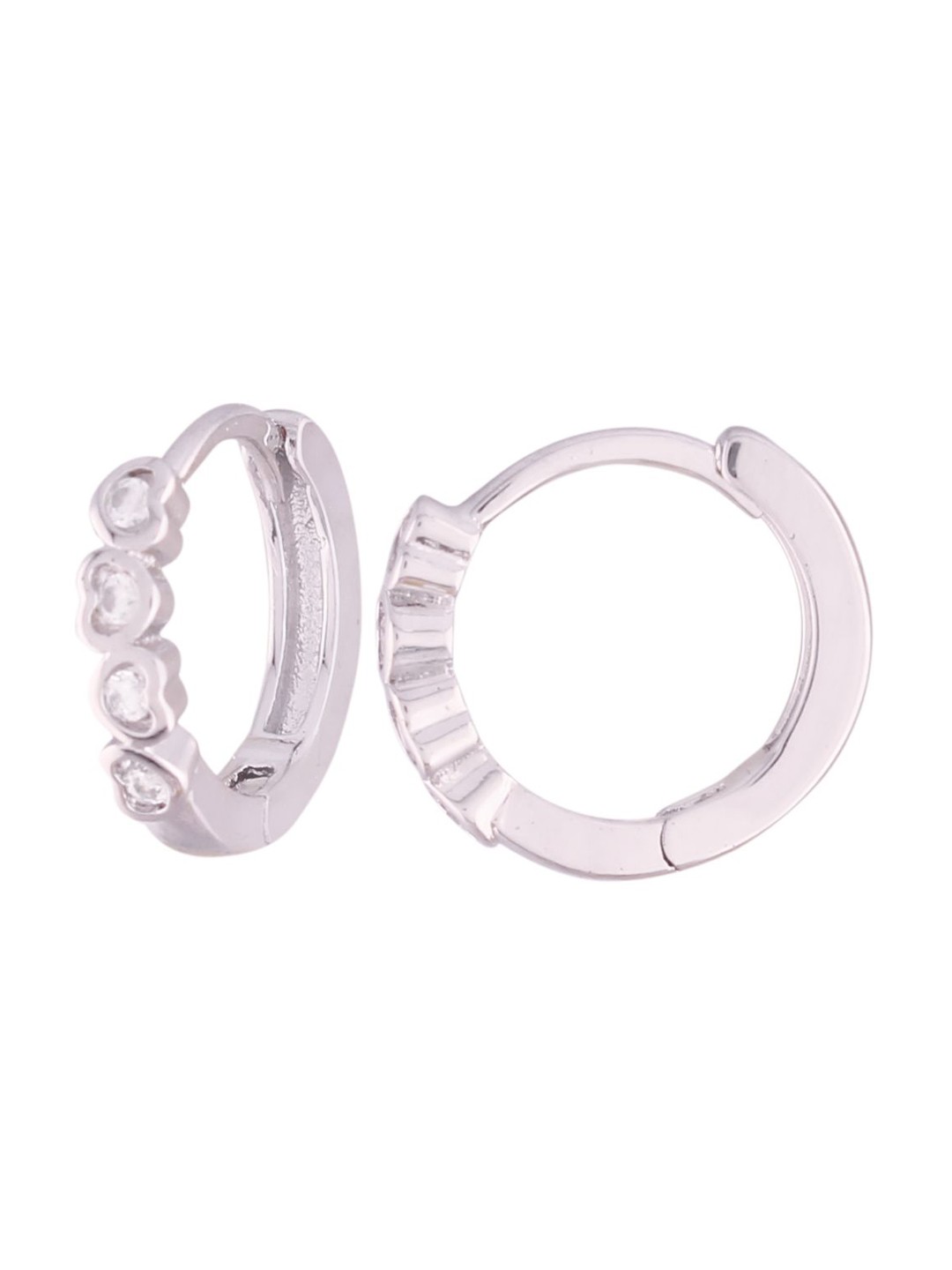 

I Jewels Silver-Plated Contemporary Hoop Earrings