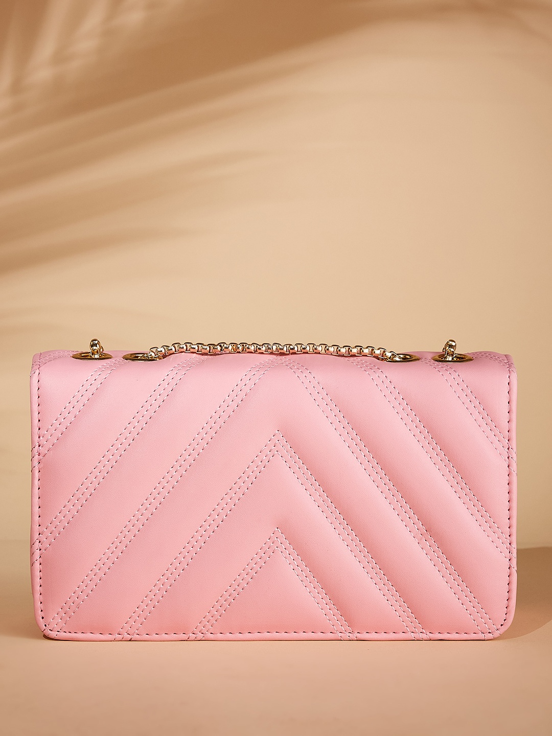 

DressBerry Embroidered Detail Structured Sling Bag, Pink