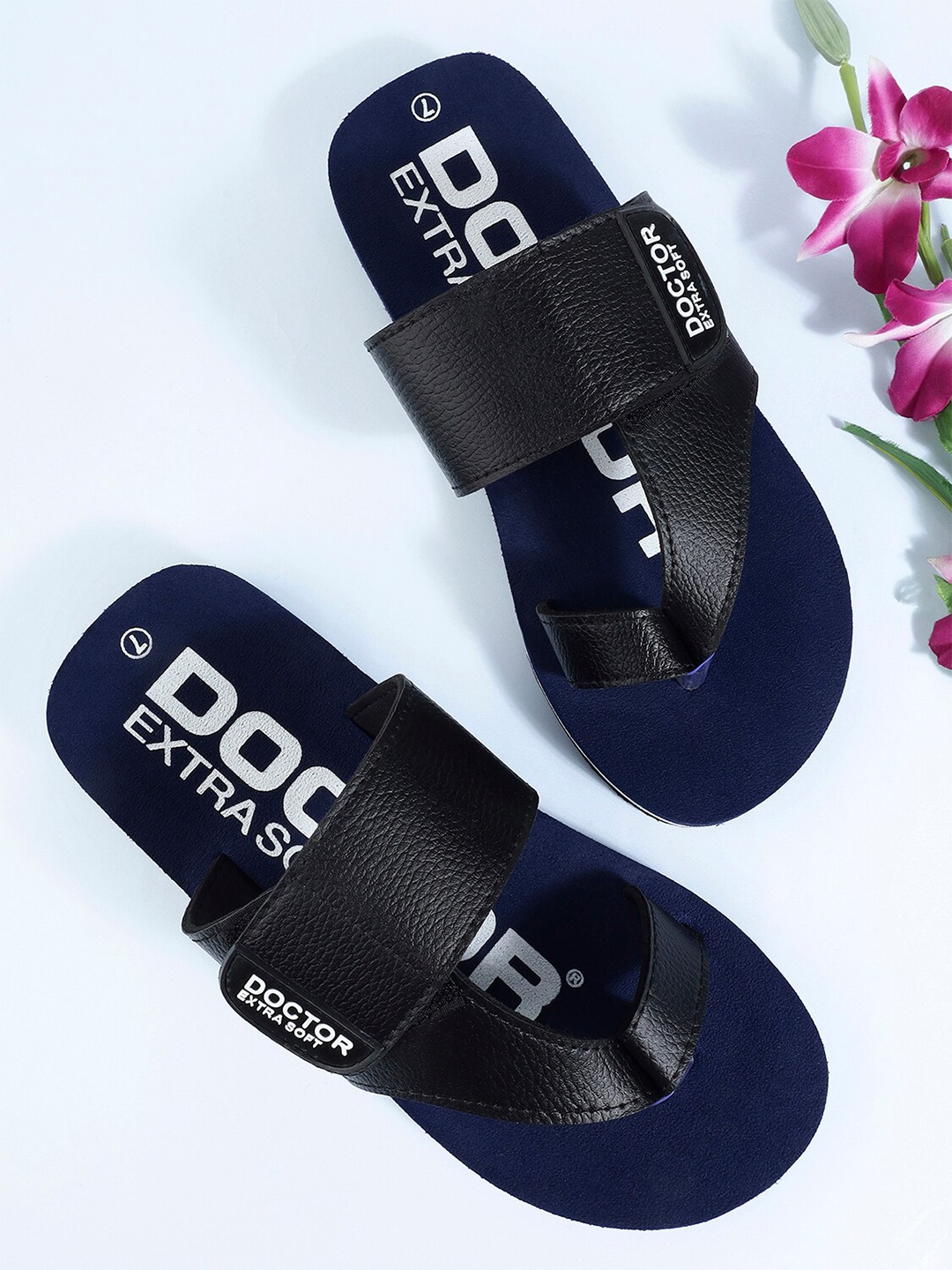 

DOCTOR EXTRA SOFT Men Printed Orthopedic Diabetic Thong Flip-Flops, Navy blue