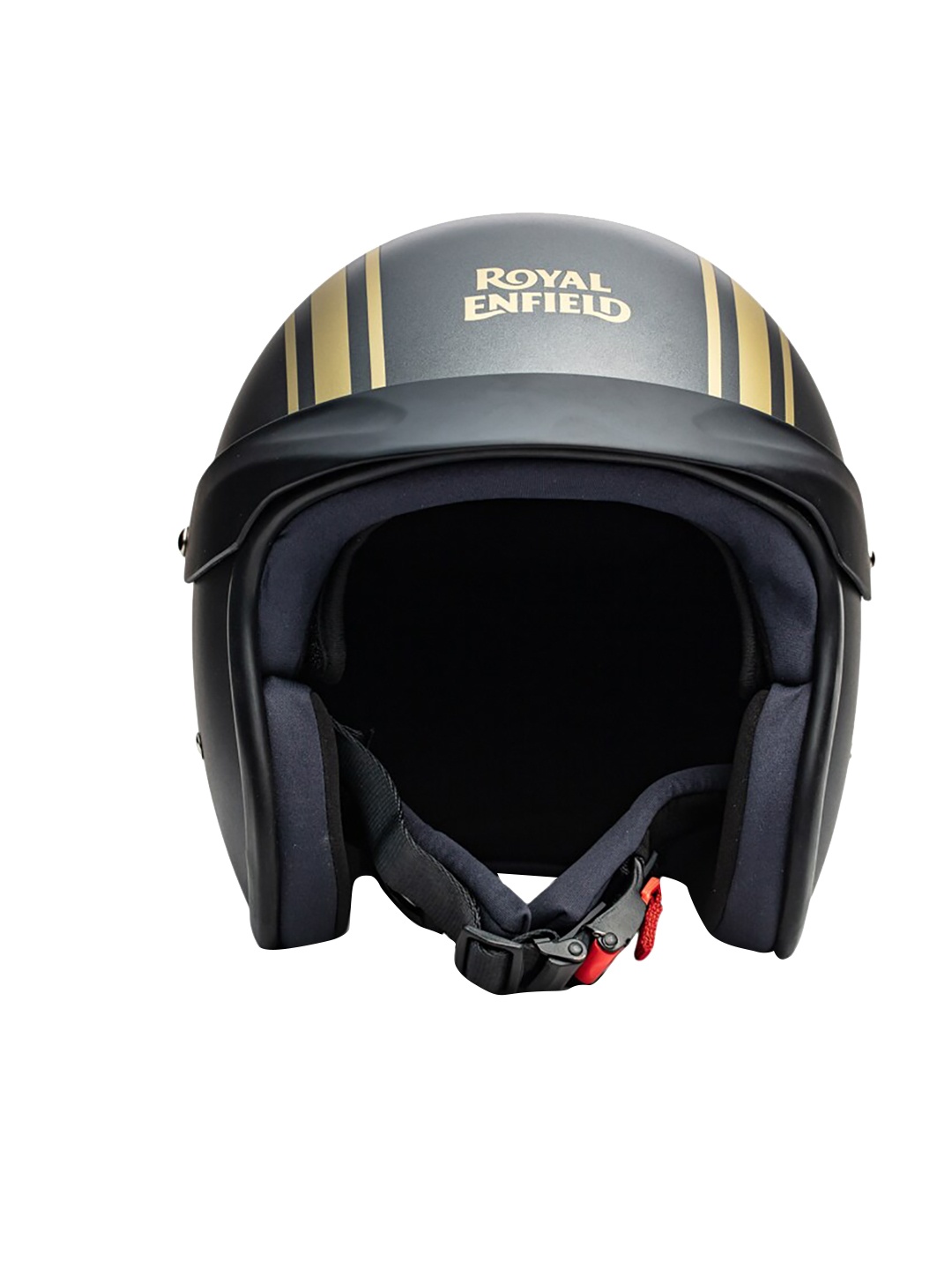 

Royal Enfield Printed Cushioned Open Face Adjustable Safety Helmet, Grey