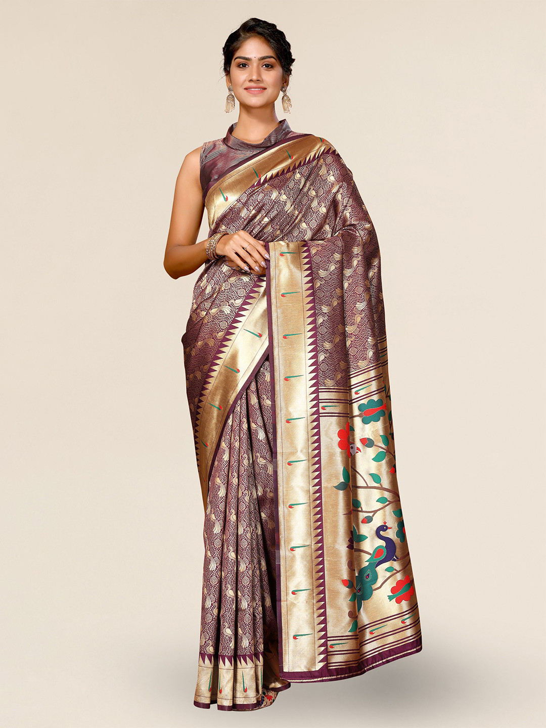 

DIVASTRI Ethnic Motifs Woven Design Zari Detail Saree, Magenta