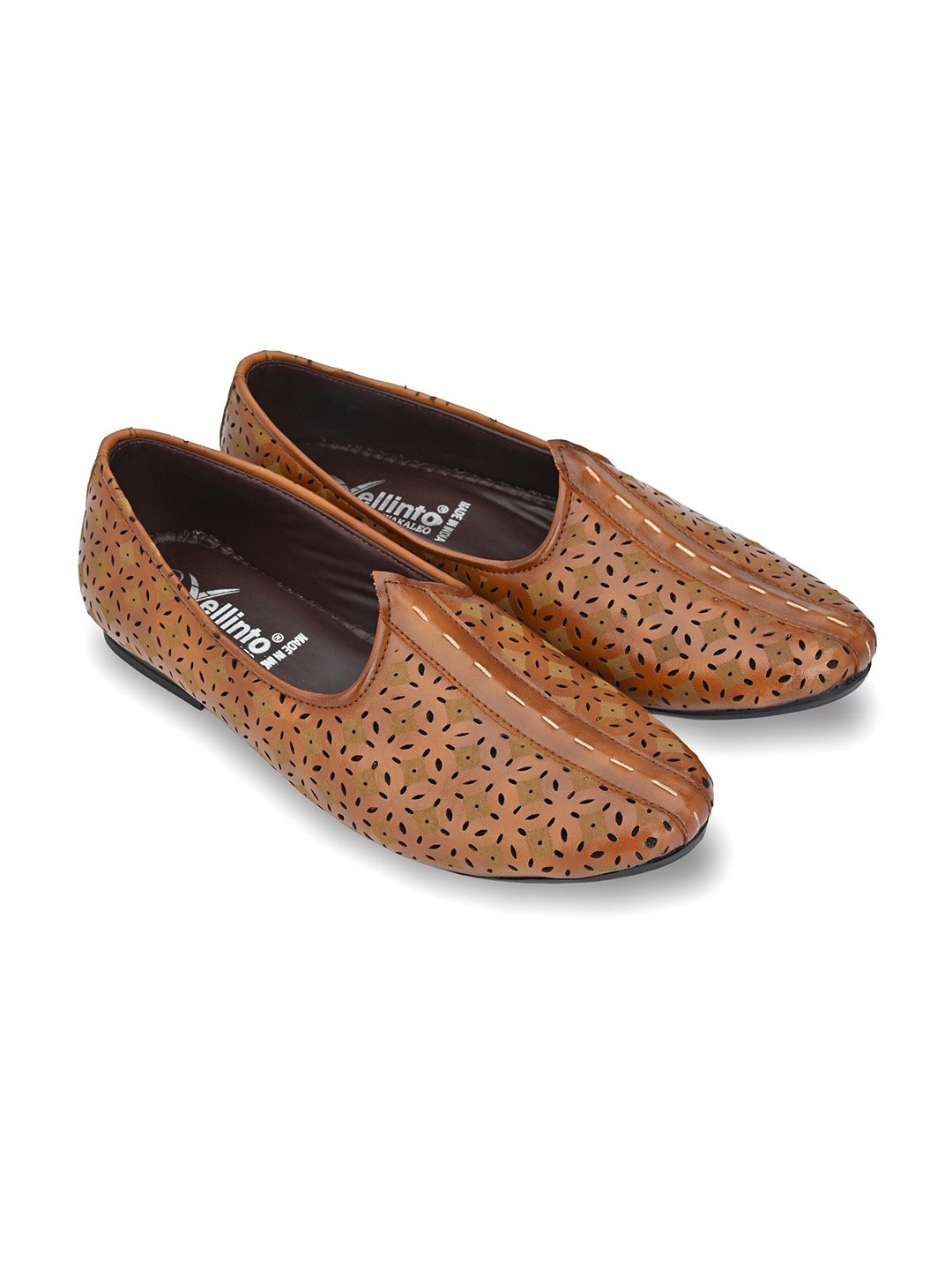 

Vellinto Men EUPHORIA Textured Lightweight Mojaris With Laser Cuts, Beige