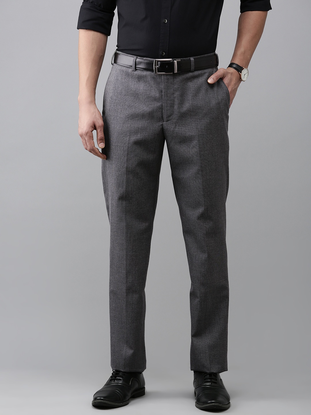 

Park Avenue Men Smart Slim Fit Formal Trousers, Grey