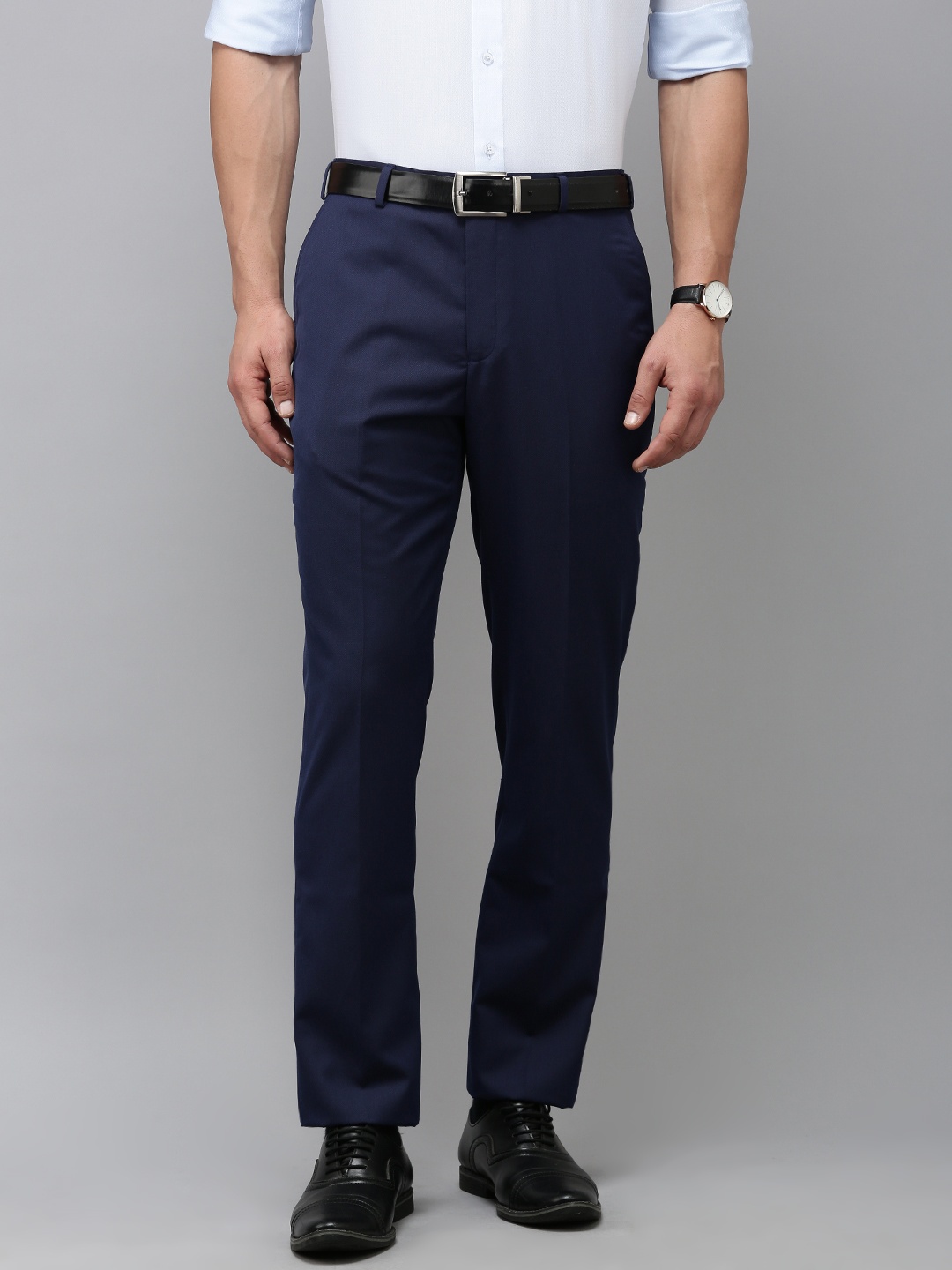 

Park Avenue Men Smart Slim Fit Trousers, Navy blue