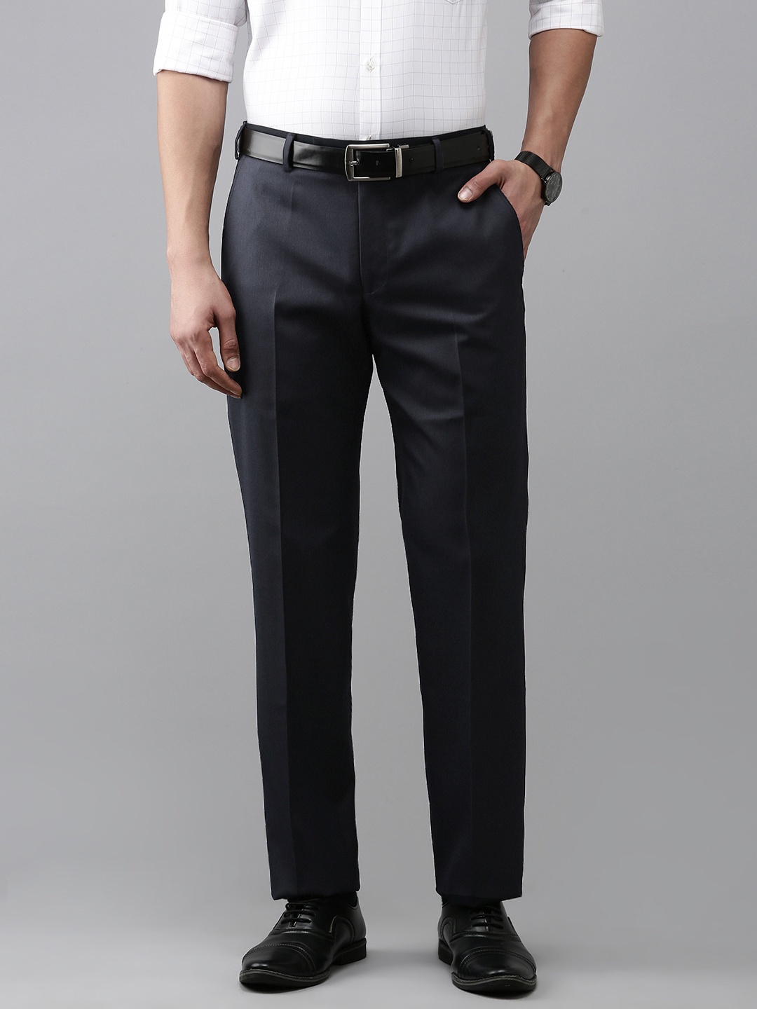 

Park Avenue Men Smart Slim Fit Formal Trousers, Black