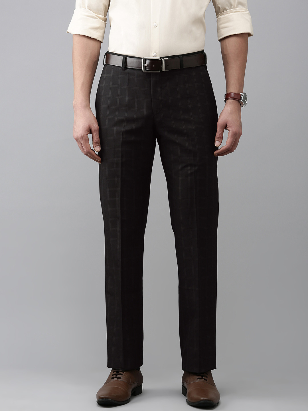 

Park Avenue Men Smart Slim Fit Formal Trousers, Black