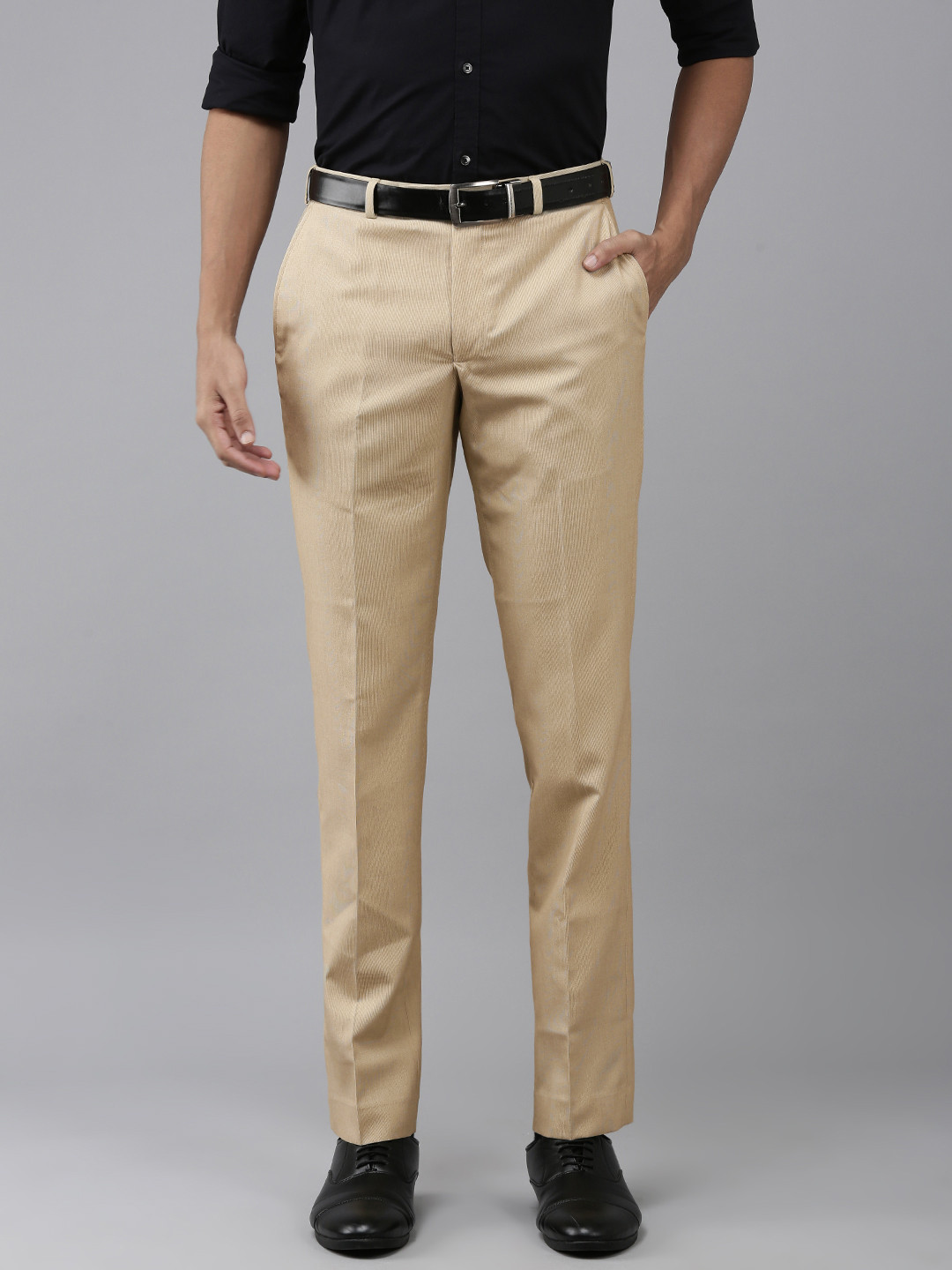 

Park Avenue Men Slim Fit Formal Trousers, Beige