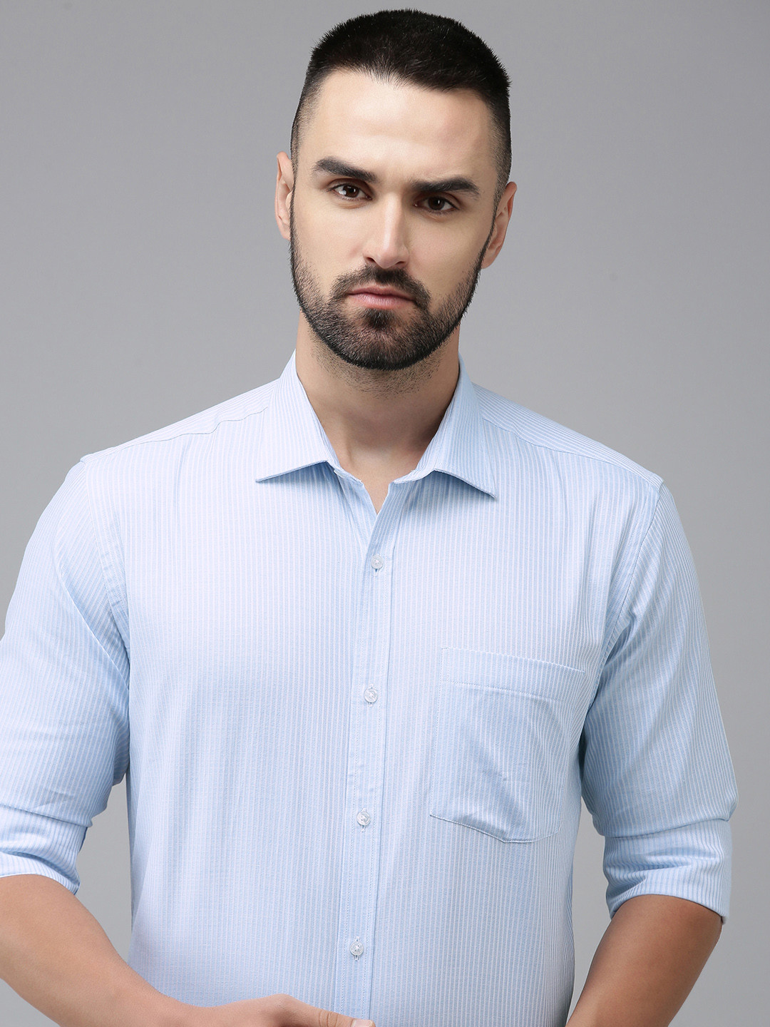 

Park Avenue Men Slim Fit Striped Formal Shirt, Blue