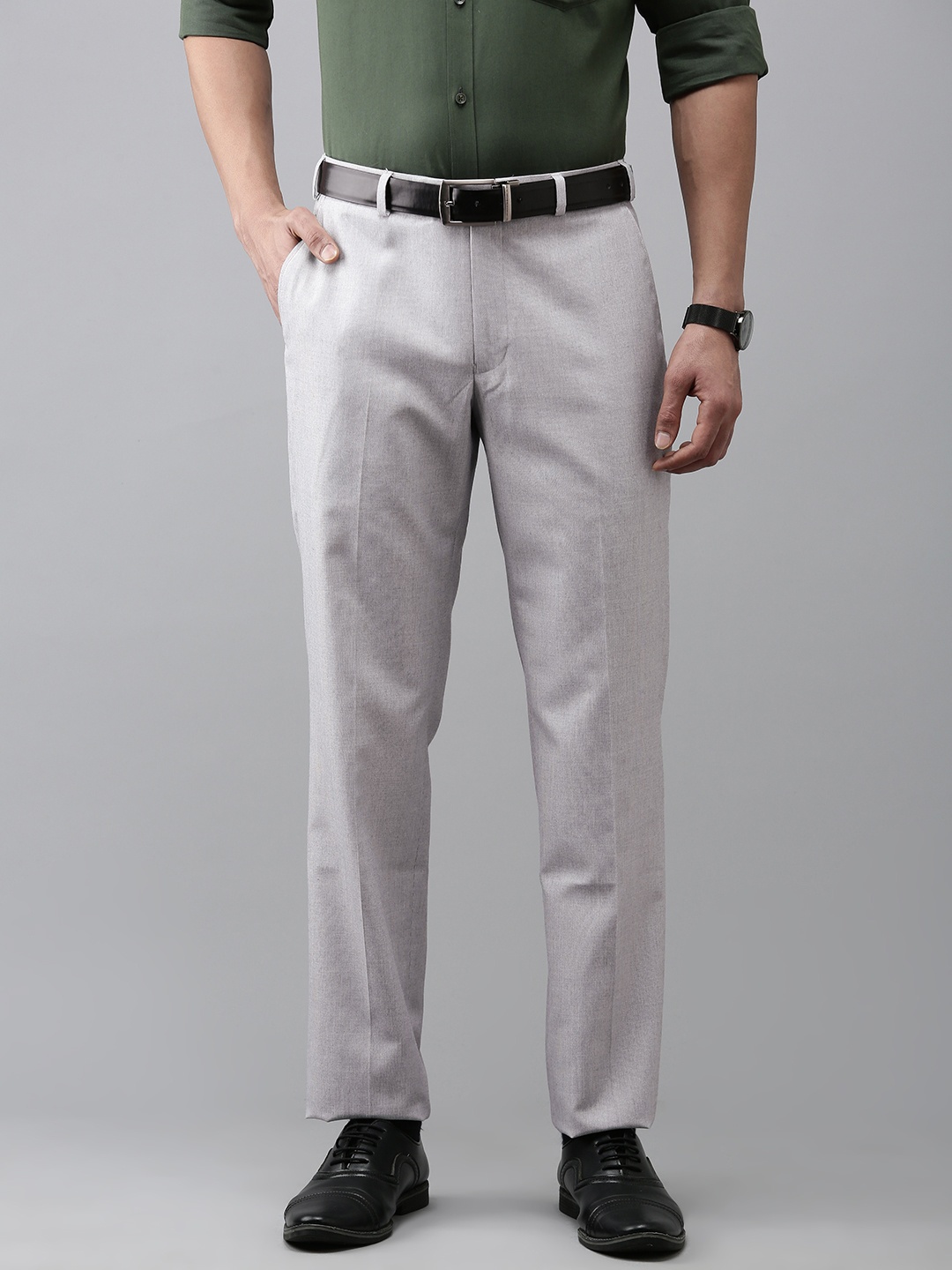 

Park Avenue Men Smart Slim Fit Formal Trousers, Grey