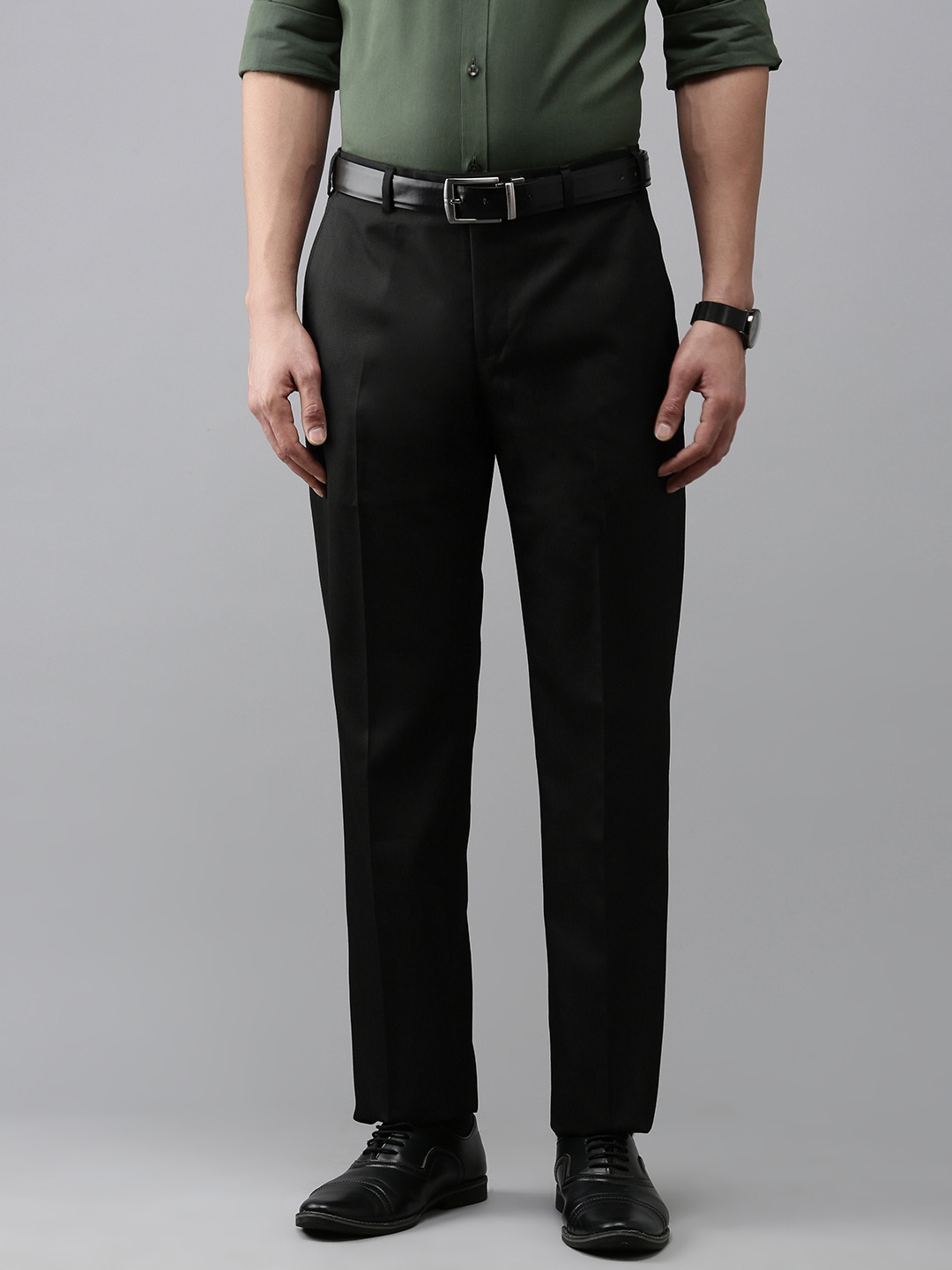 

Park Avenue Men Smart Slim Fit Formal Trousers, Black