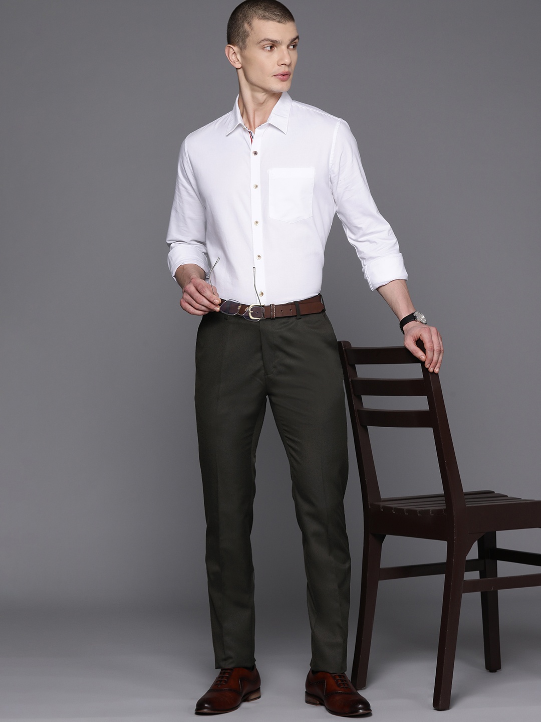 

Raymond Men Slim Fit Formal Trousers, Brown