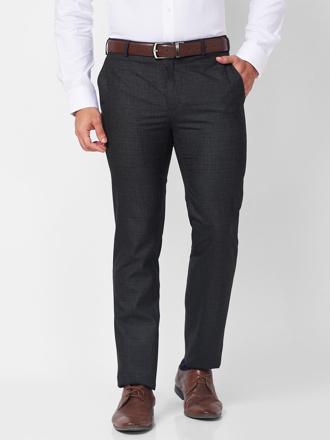 

Raymond Men Slim Fit Formal Trousers, Charcoal