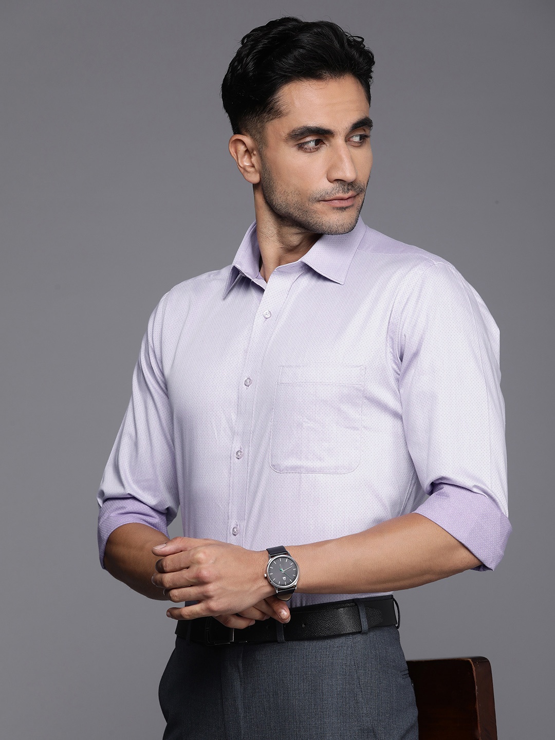 

Raymond Men Pure Cotton Slim Fit Formal Shirt, Lavender