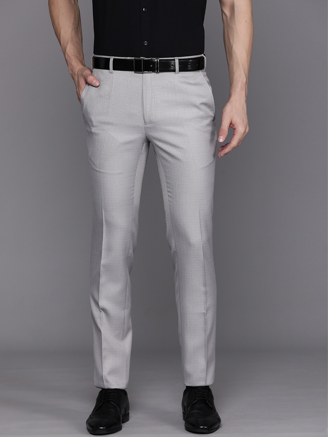

Raymond Men Slim Fit Formal Trousers, Grey