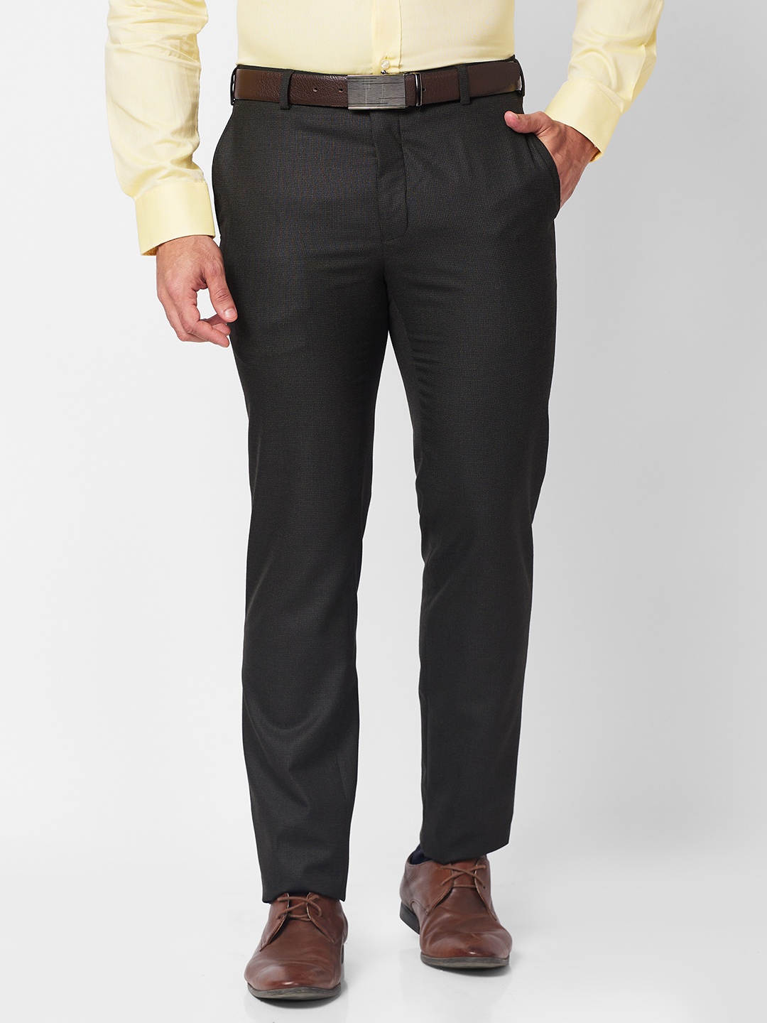 

Raymond Men Slim Fit Formal Trousers, Brown