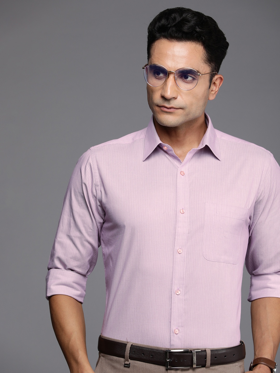

Raymond Self Design Slim Fit Pure Cotton Formal Shirt, Pink