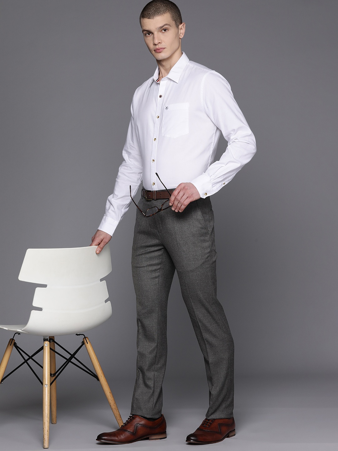 

Raymond Men Slim Fit Formal Trousers, Grey