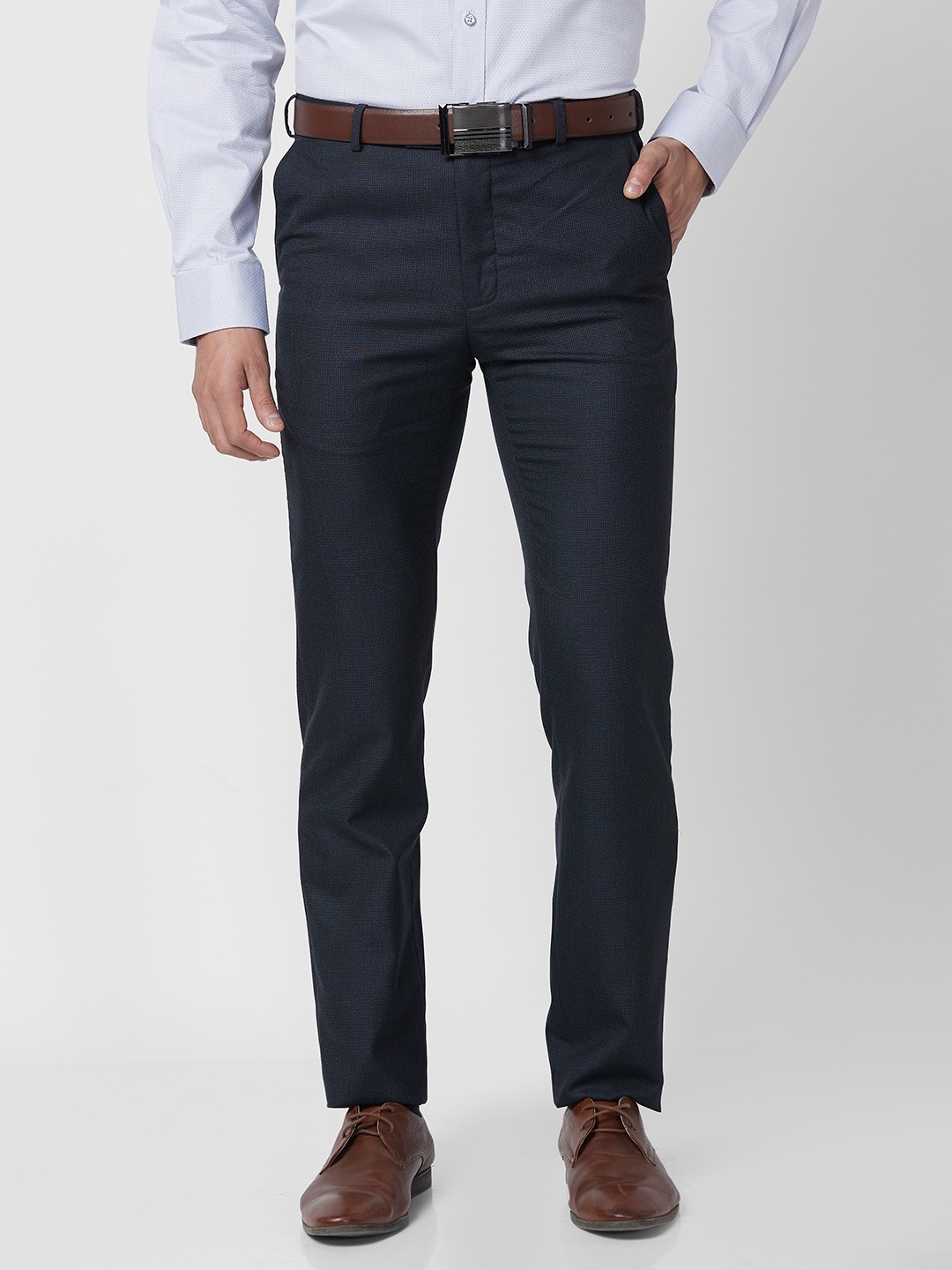 

Raymond Men Slim Fit Formal Trousers, Navy blue