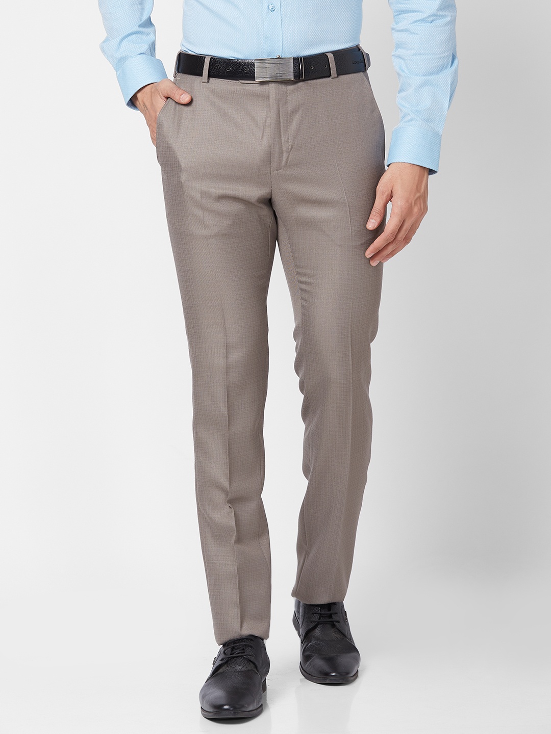 

Raymond Men Slim Fit Formal Trousers, Brown