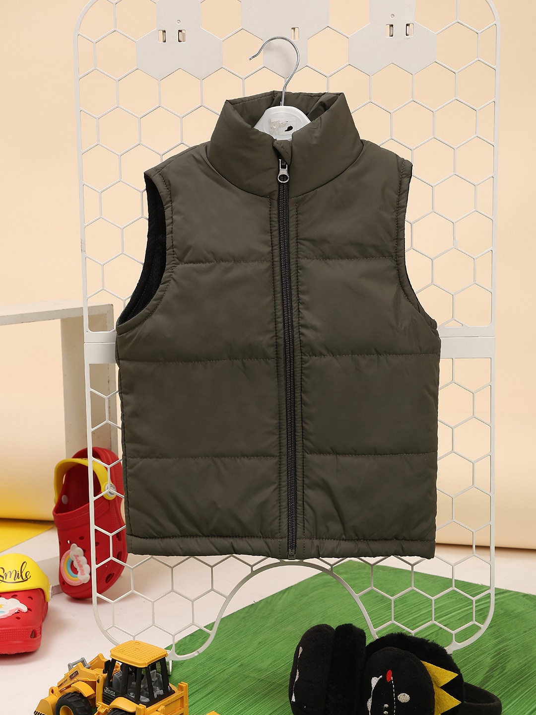 

V-Mart Infants Boys Stand Collar Lightweight Cotton Puffer Jacket, Green