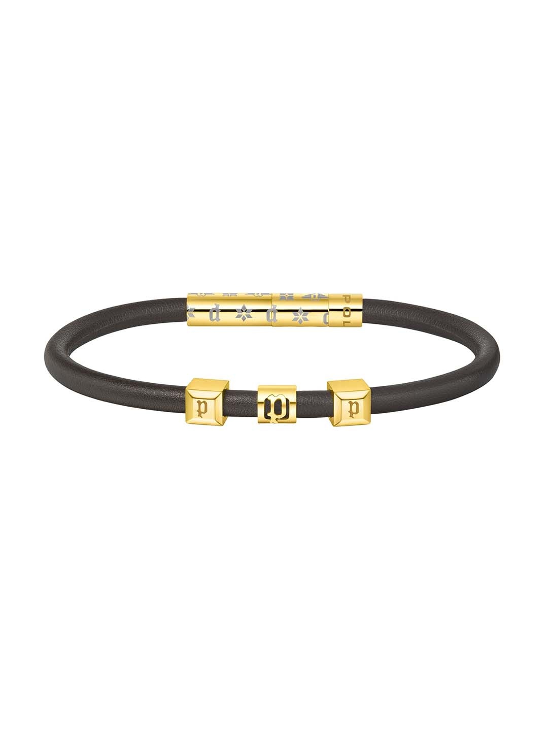 

Police Men Stainless Steel Gold-Plated Wraparound Bracelet