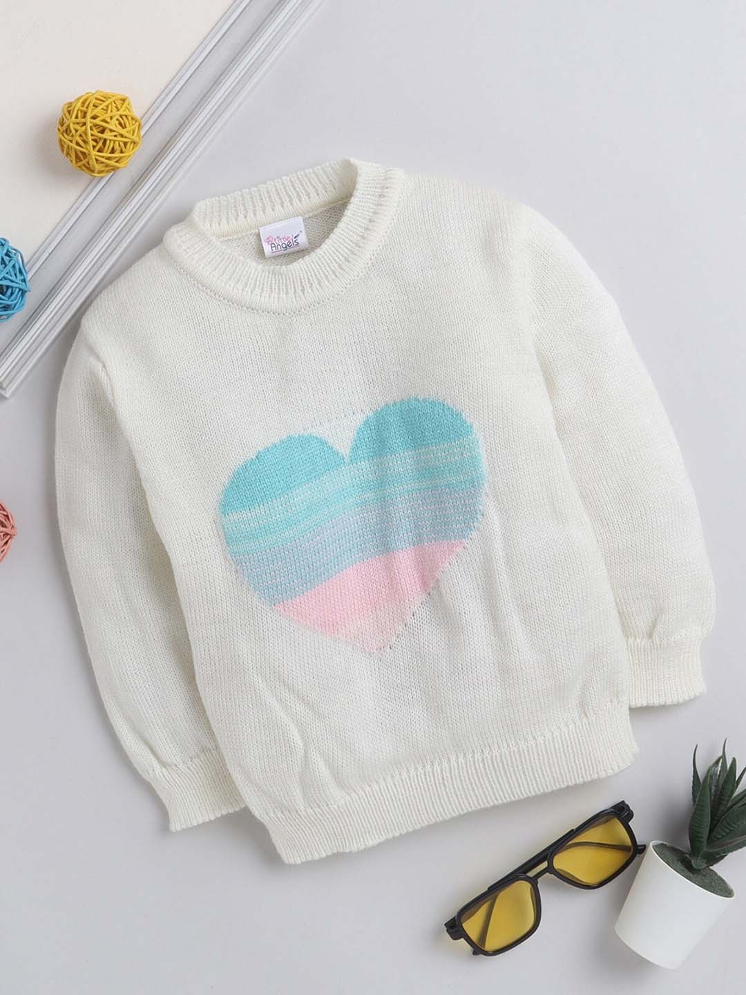 

Little Angels Kids Conversational Printed Pullover, White