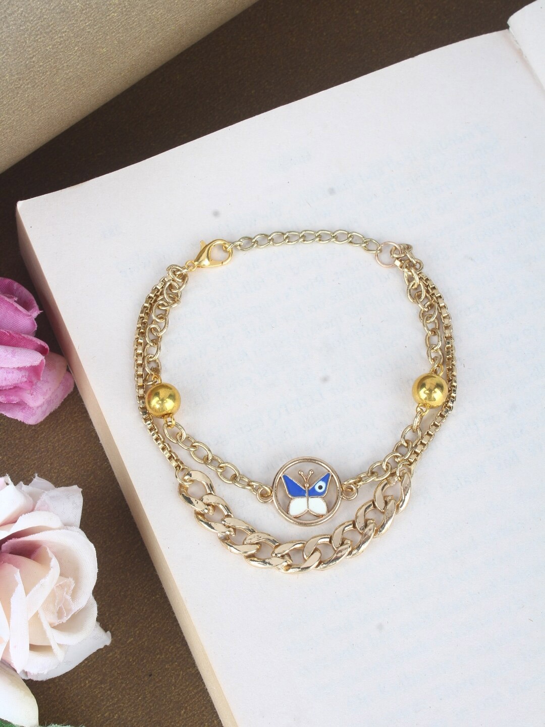 

Stylecast X KPOP Gold Plated Enamelled Butterfly Charm Bracelet