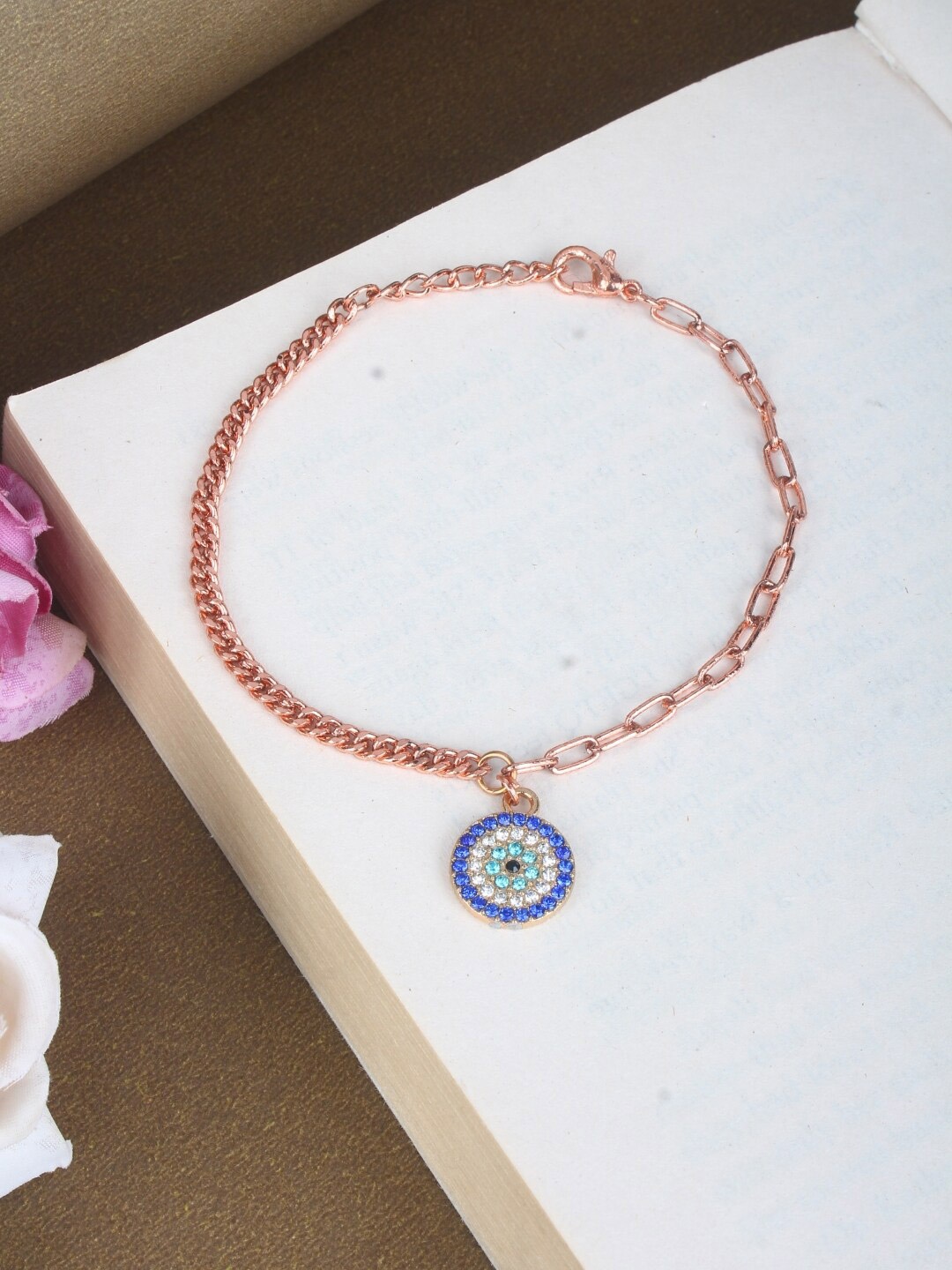 

Stylecast X KPOP Rose Gold Plated Cubic Zirconia Studded Charm Bracelet