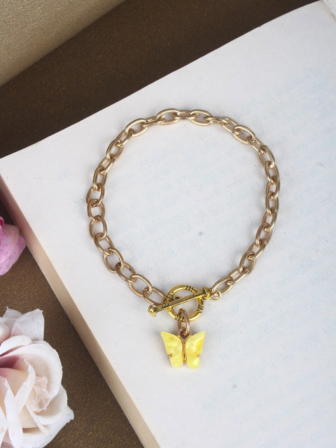 

Stylecast X KPOP Gold-Plated Enamelled Butterfly Charm Bracelet