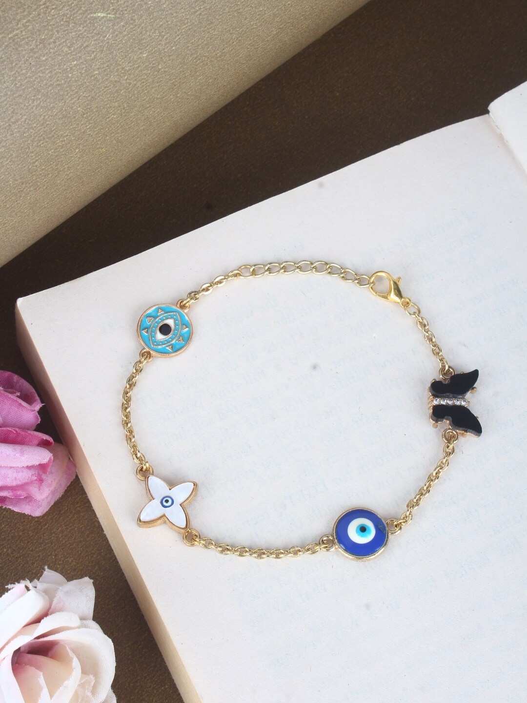 

Stylecast X KPOP Gold-Toned & Blue Gold-Plated Link Bracelet
