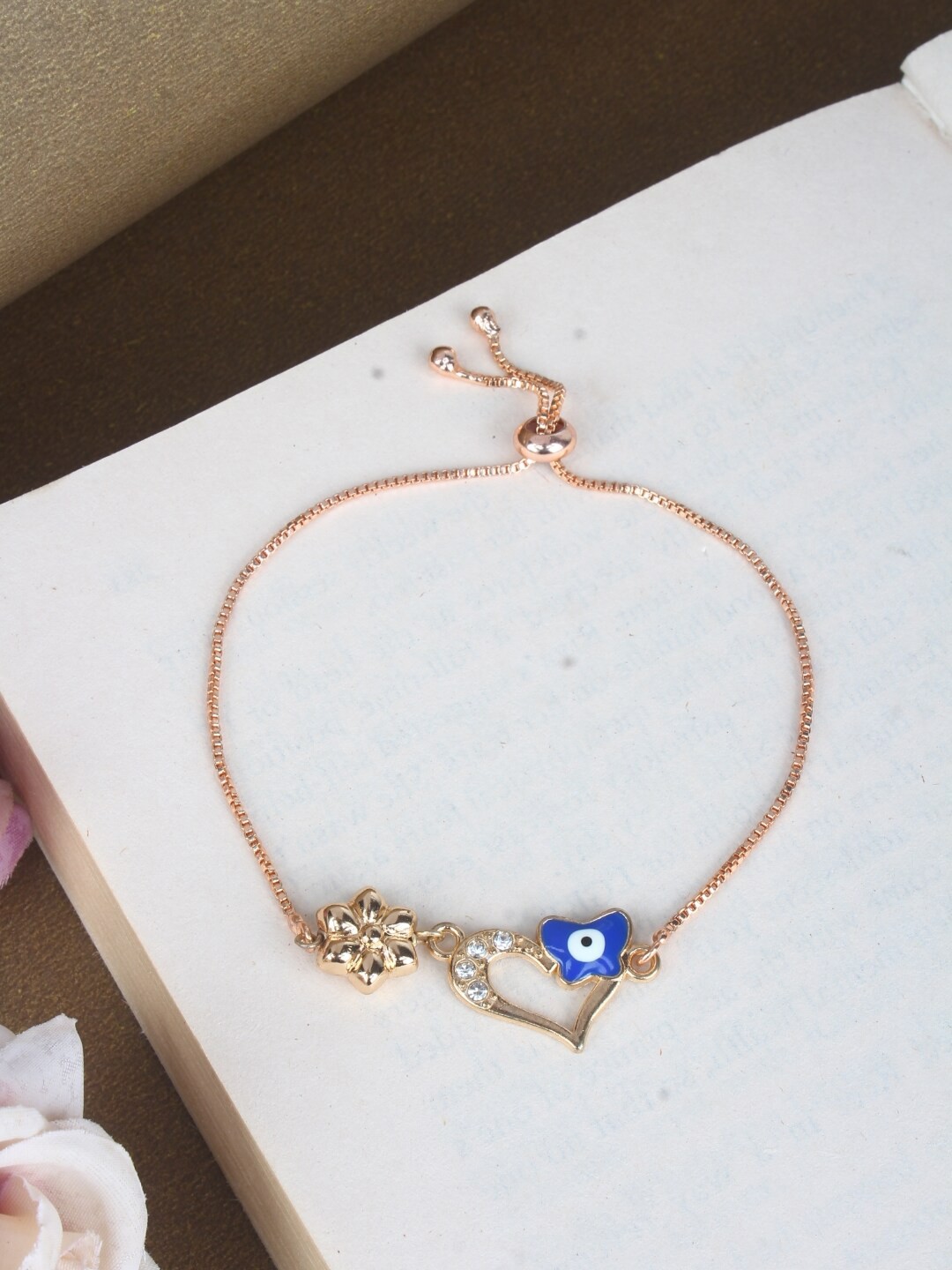 

Stylecast X KPOP Rose Gold Plated Cubic Zirconia Studded Charm Bracelet