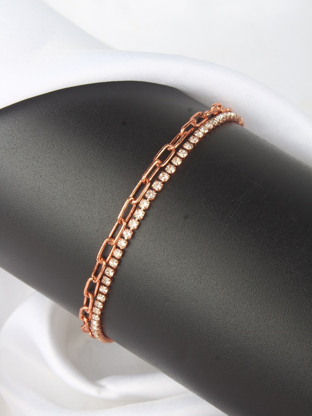 

Stylecast X KPOP Rose Gold-Plated CZ Studded Link Bracelet