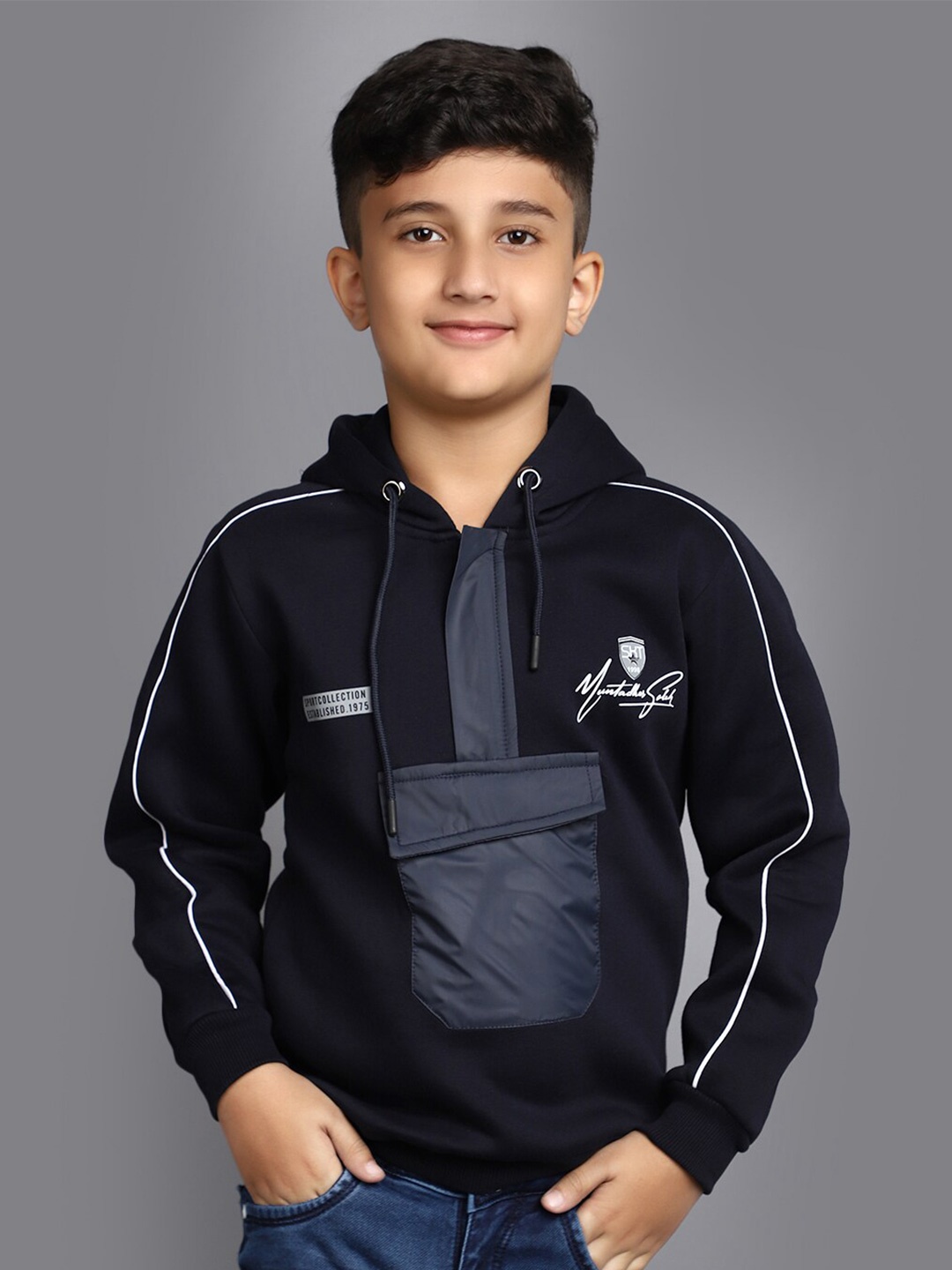 

V-Mart Boys Hooded Cotton Fleece Pullover Sweatshirt, Blue