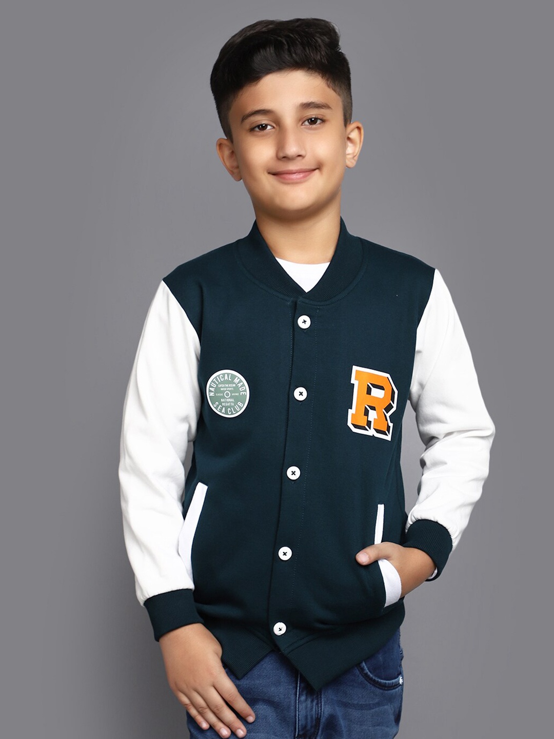 

V-Mart Kids Typography Printed V-Neck Cotton Sweatshirt, Navy blue