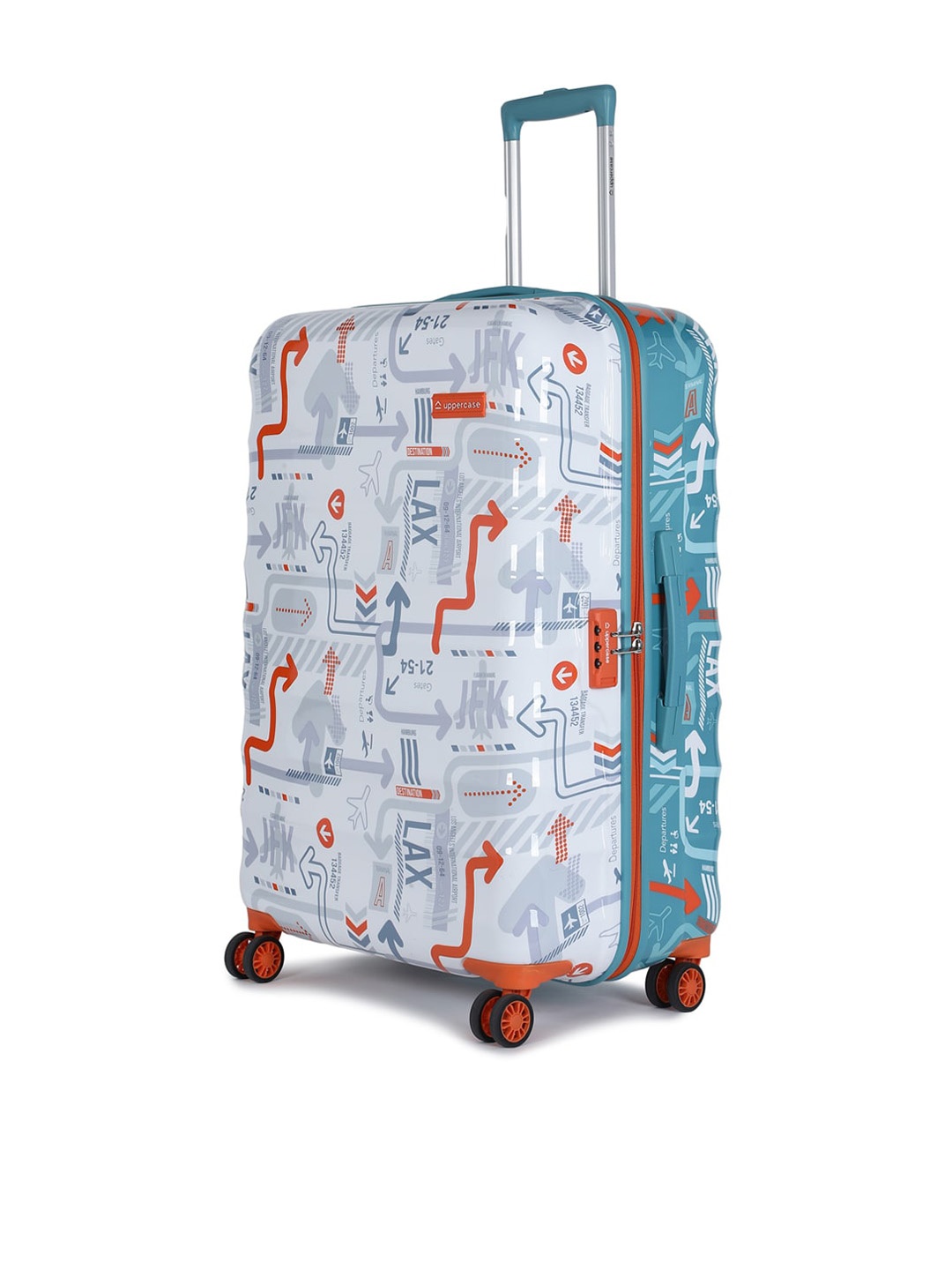 

uppercase JFK Duo Printed Hard-Sided Trolley Suitcase, Teal