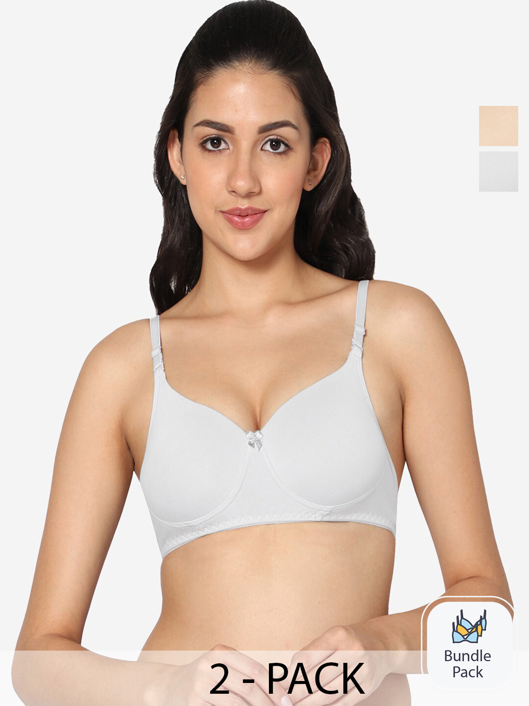 

In Care Pack Of 2 Full Coverage Pure Cotton Push-Up Bras With All Day Comfort, White