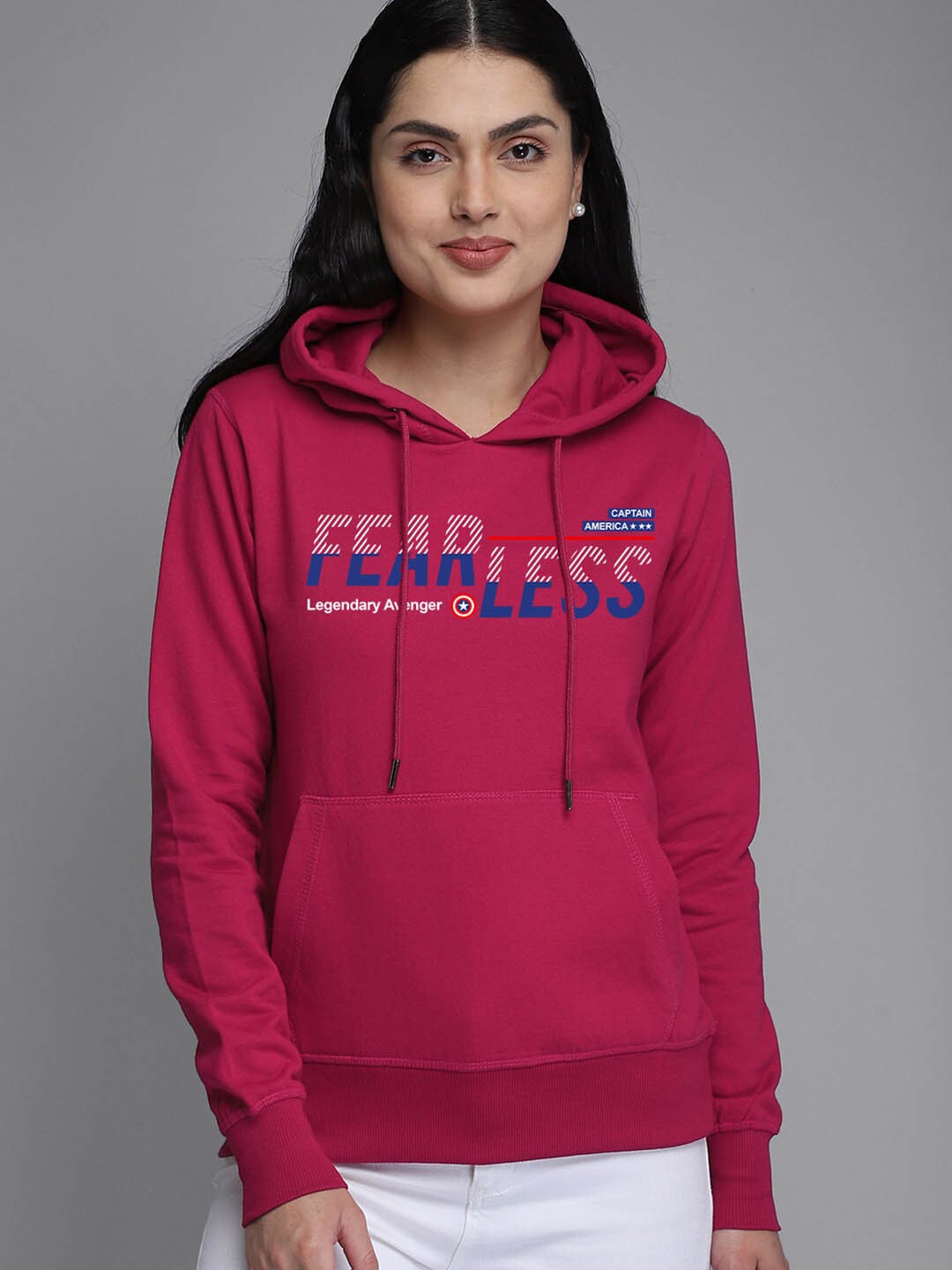 

Free Authority Captain America Printed Hooded Sweatshirts, Red