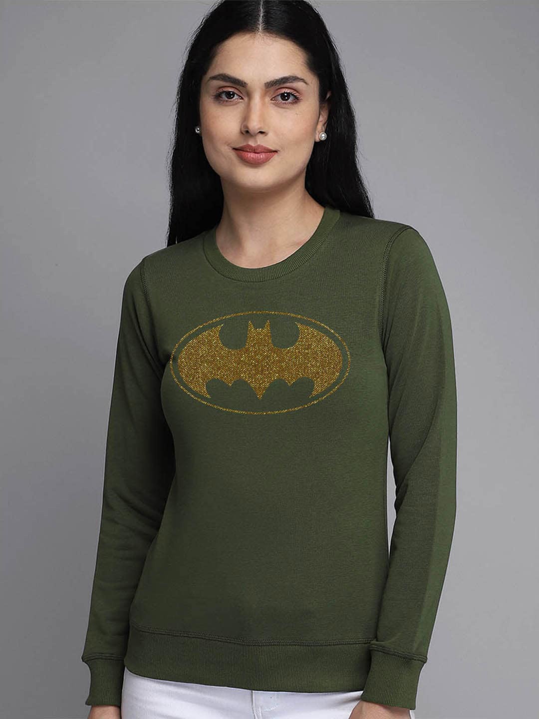 

Free Authority Batman Printed Round Neck Sweatshirts, Olive