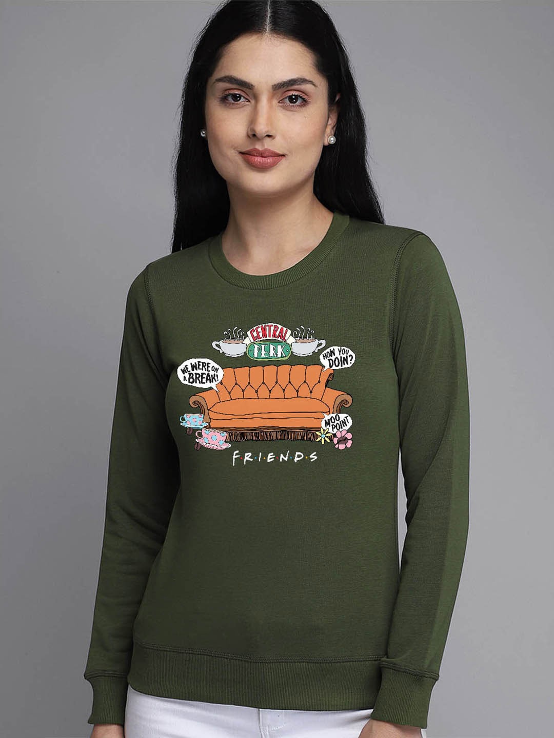 

Free Authority Graphic Printed Long Sleeves Pullover, Olive