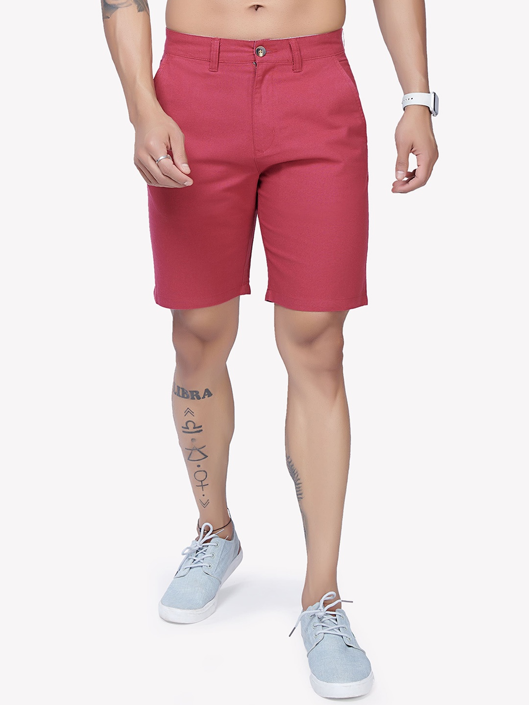 

VASTRADO Men Regular Fit Mid-Rise Cotton Shorts, Pink