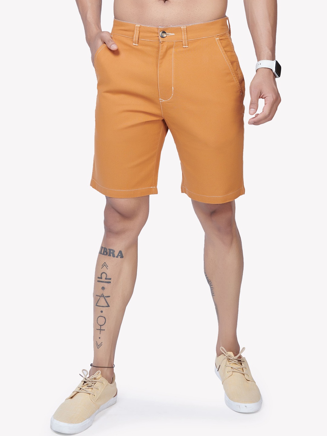 

VASTRADO Men Mid-Rise Cotton Regular Shorts, Orange