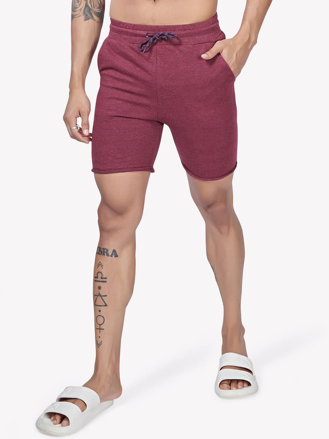 

VASTRADO Men Mid Rise Cotton Shorts, Maroon
